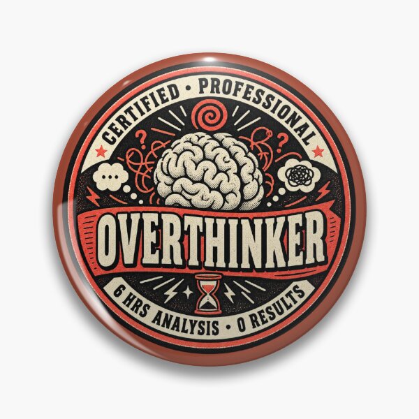 Item preview, Certified Professional Overthinker Vintage Brain Badge designed and sold by QCena.