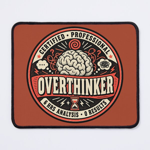 Item preview, Certified Professional Overthinker Vintage Brain Badge designed and sold by QCena.