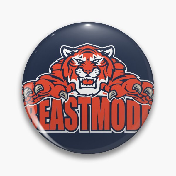 Item preview, Beastmode Tiger Mascot Varsity Sports Black Background Pattern designed and sold by ImStickerHappy.