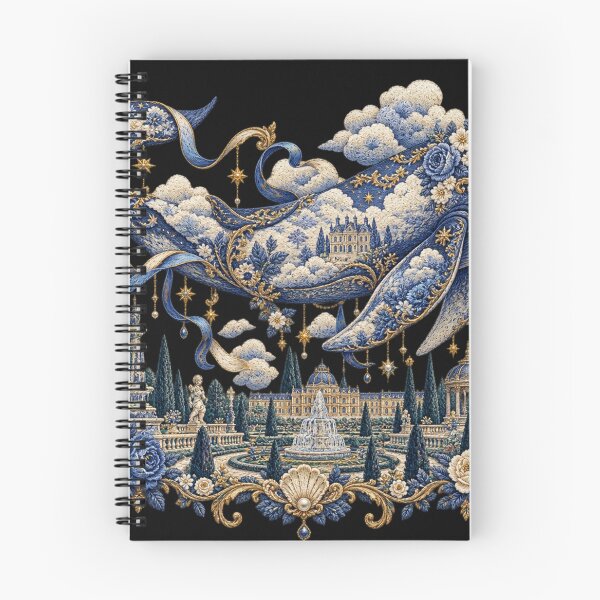 Item preview, Celestial Whale Embroidery – Surreal Rococo Garden Toile Art designed and sold by Emoji Emblems.