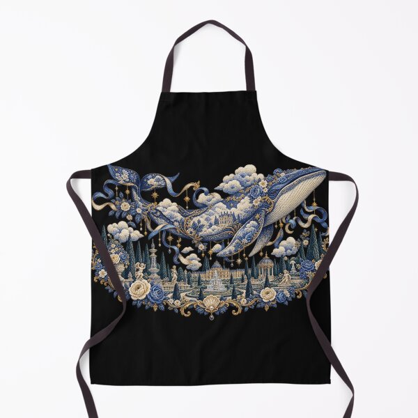 Item preview, Celestial Whale Embroidery – Surreal Rococo Garden Toile Art designed and sold by Emoji Emblems.