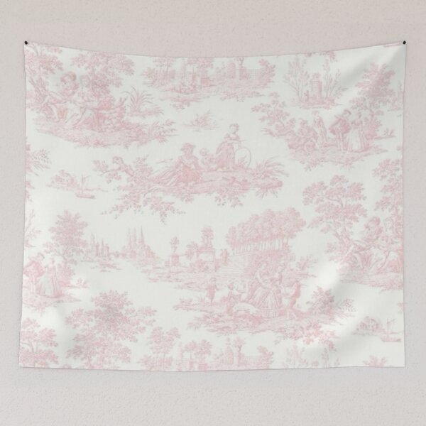 Item preview, Vintage Pink Toile de Jouy preppy pattern designed and sold by SimplebutSweet.