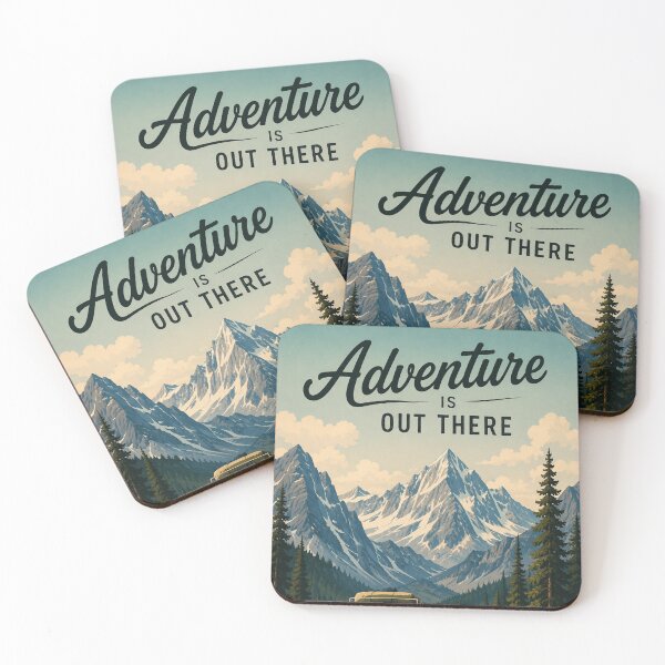 Item preview, Adventure Is Out There Vintage Road Trip Poster – Mountain Van Travel Art designed and sold by Watchyyy.