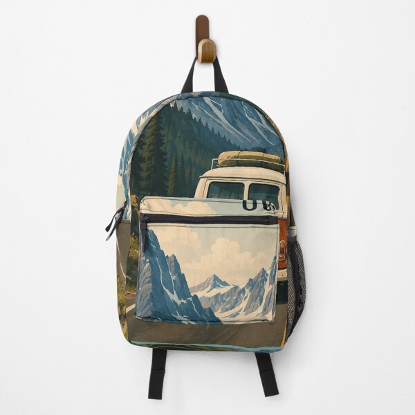 Item preview, Adventure Is Out There Vintage Road Trip Poster – Mountain Van Travel Art designed and sold by Watchyyy.