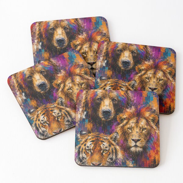 Item preview, Abstract Bear Lion Tiger Wildlife Art designed and sold by Qenlo.