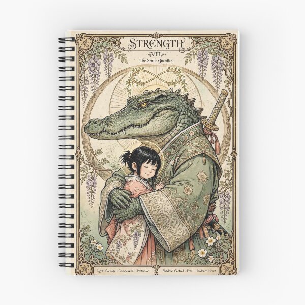 Item preview, Strength VIII - The Gentle Guardian Crocodile Samurai Tarot designed and sold by ExpressoJungle.