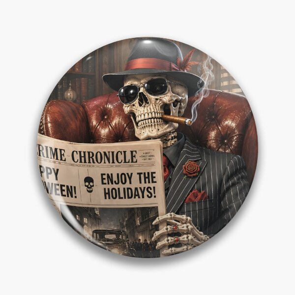 Item preview, Gangster Skeleton Reading Newspaper and Drinking Whiskey designed and sold by DoveArtDesigns.