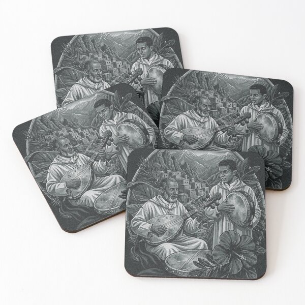 Item preview, Moroccan Traditional Berber Musicians Black and White Art designed and sold by Aelmajaoui.