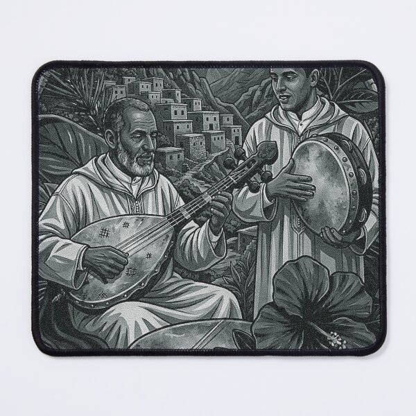 Item preview, Moroccan Traditional Berber Musicians Black and White Art designed and sold by Aelmajaoui.