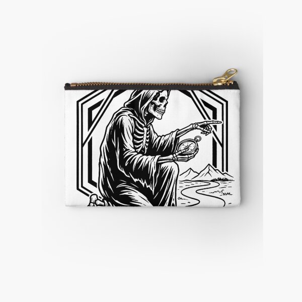 Item preview, Skeleton Grim Reaper Compass Pointing Way Linocut Dark designed and sold by MisteryDesigner.