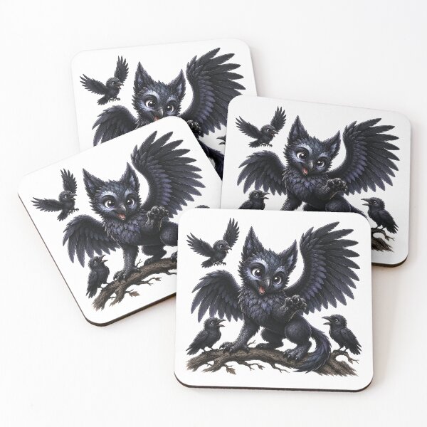 Item preview, Cute Raven Griffin with Ravens designed and sold by Hatchling Hollow.