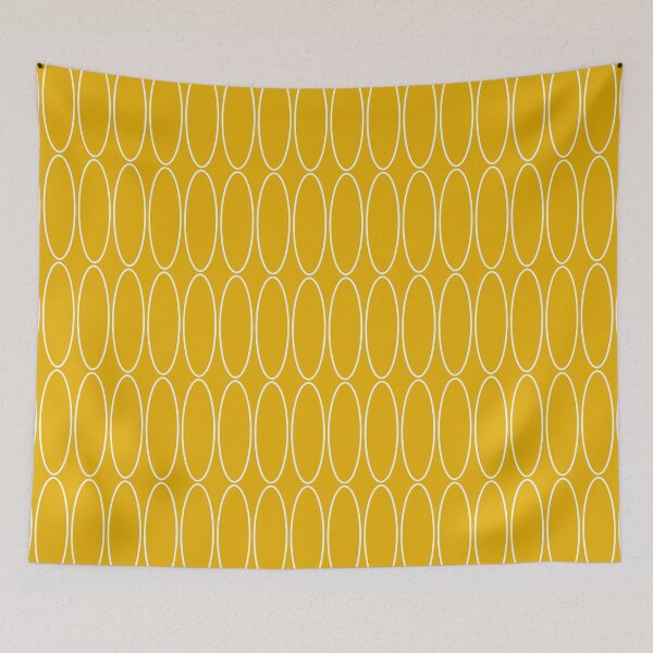 Item preview, Mid Century Modern Minimalist Geometric Ovalia Pattern in Mustard and White designed and sold by kierkegaard.