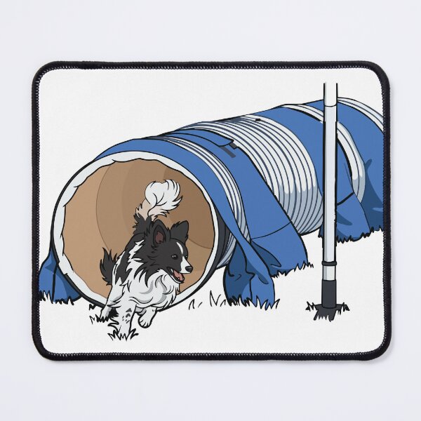 Item preview, Cute papillion or papillon mix running through dog agility tunnel designed and sold by Bluek9sDesign.