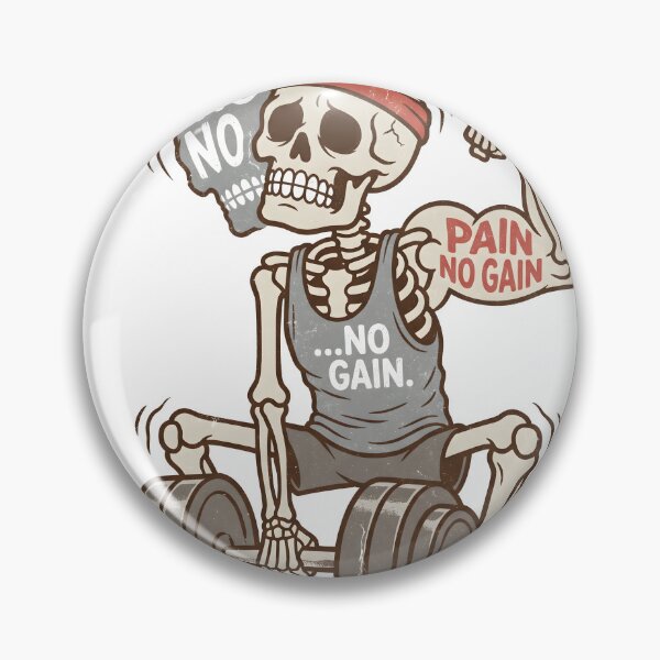 Item preview, Funny Skeleton Lifting Barbell Workout No Pain No Gain Retro designed and sold by MisteryDesigner.