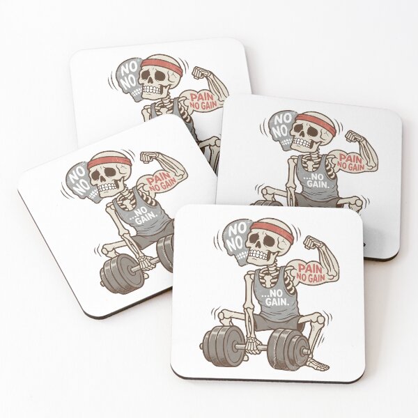 Item preview, Funny Skeleton Lifting Barbell Workout No Pain No Gain Retro designed and sold by MisteryDesigner.