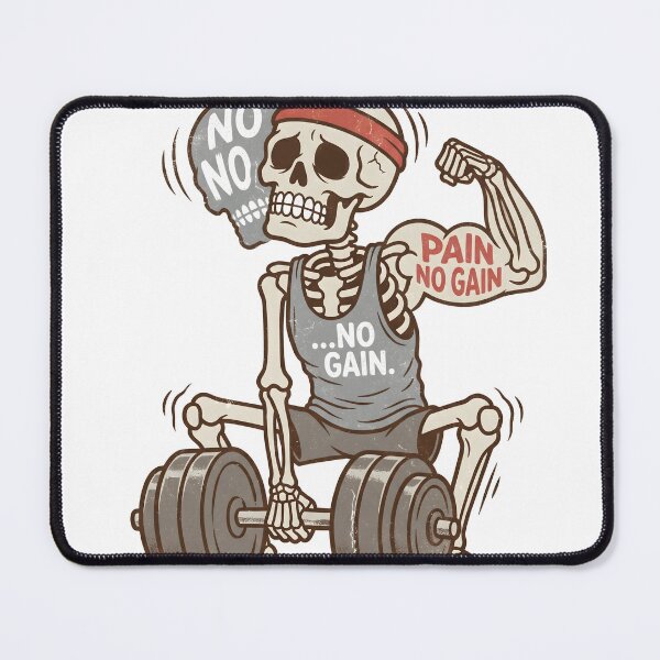Item preview, Funny Skeleton Lifting Barbell Workout No Pain No Gain Retro designed and sold by MisteryDesigner.