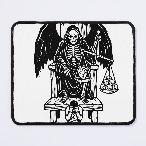 Item preview, Reaper Enthroned Scales of Judgment Linocut Dark Art designed and sold by MisteryDesigner.