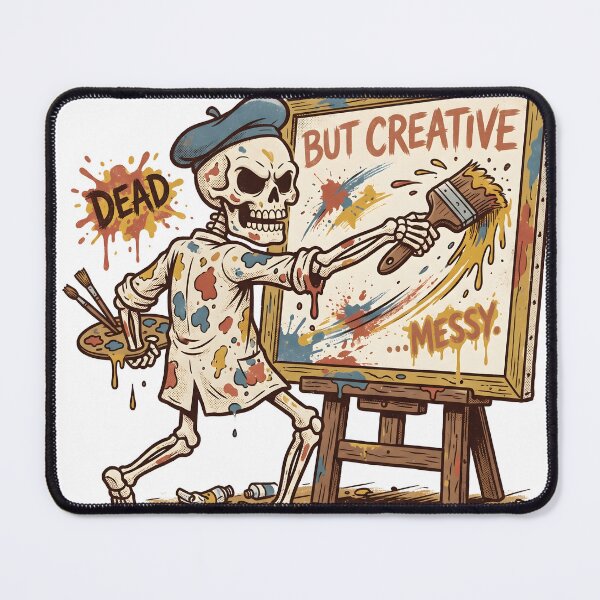 Item preview, Skeleton Artist Painter Easel Dead But Creative Messy Retro designed and sold by MisteryDesigner.