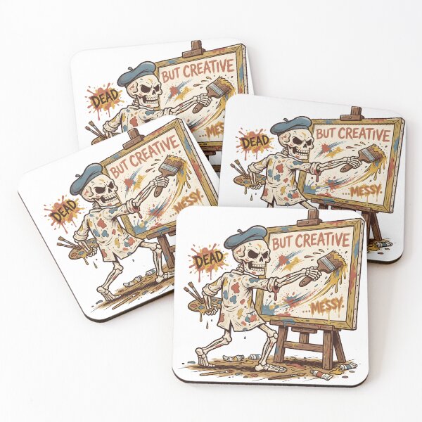 Item preview, Skeleton Artist Painter Easel Dead But Creative Messy Retro designed and sold by MisteryDesigner.