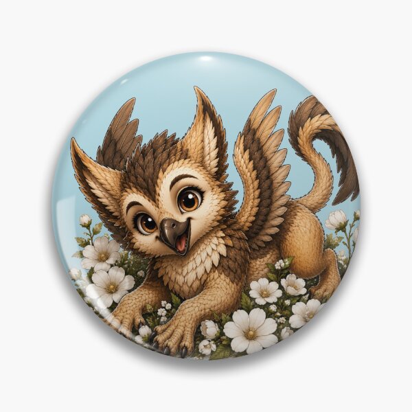 Item preview, Cute Baby Griffin in White Flowers – Whimsical Woodland Fantasy Creature designed and sold by Hatchling Hollow.