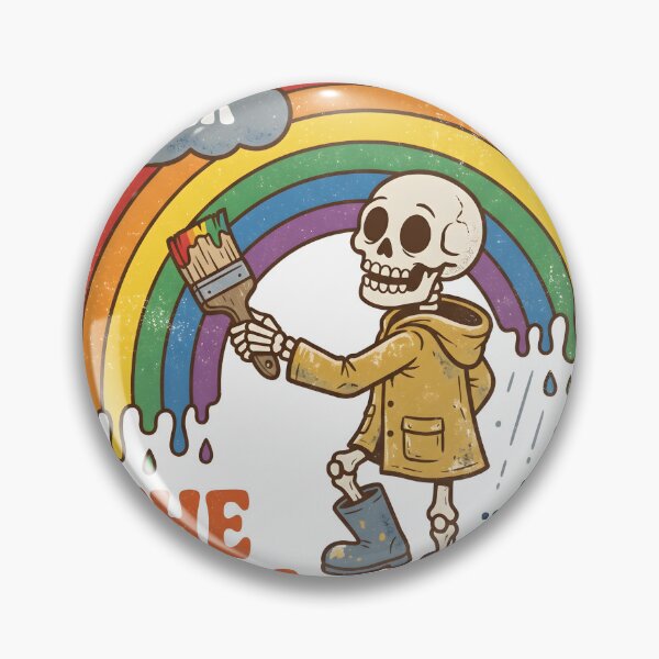 Item preview, Skeleton Painting Rainbow Yellow Raincoat After The Rain Retro designed and sold by MisteryDesigner.