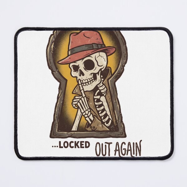 Item preview, Skeleton Peeking Through Keyhole Locked Out Again Retro designed and sold by MisteryDesigner.