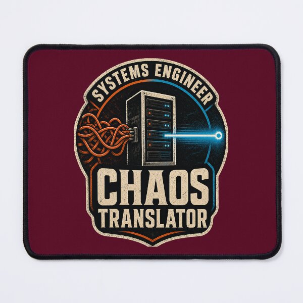 Item preview, Systems Engineer Chaos Translator – Funny IT & Sysadmin Retro Badge designed and sold by SVox.