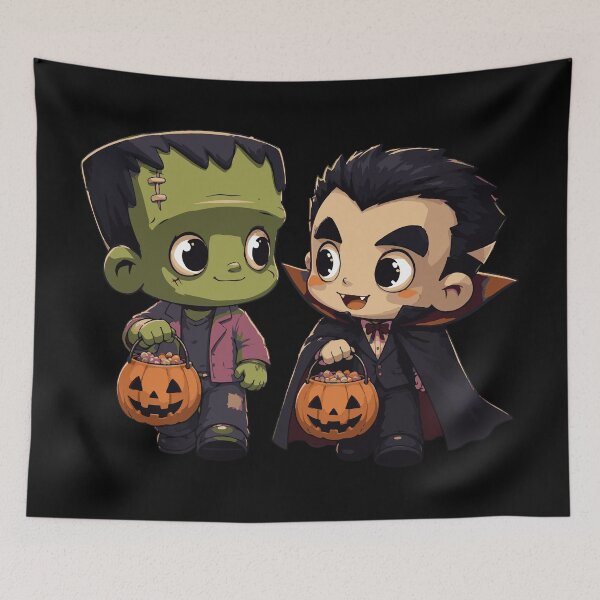 Item preview, Chibi Frankenstein and Dracula Trick or Treating designed and sold by ClubVacay.