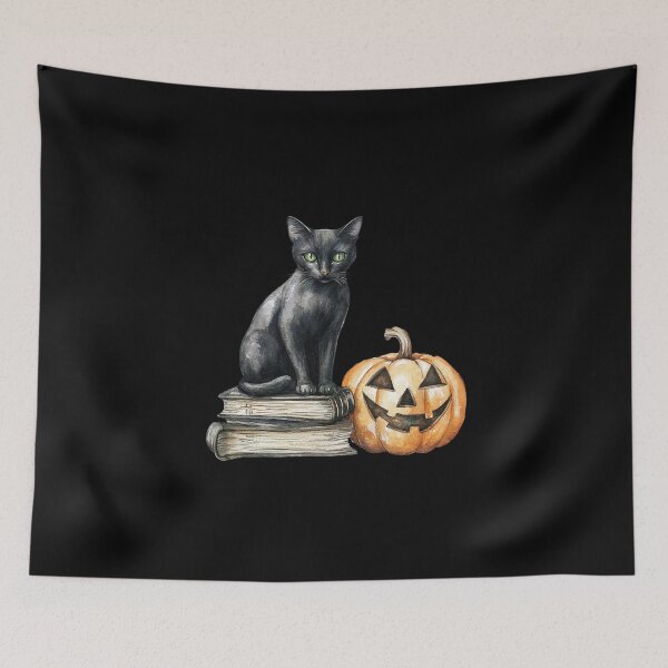Item preview, Black Cat and Jack-o'-Lantern designed and sold by foundthenat.