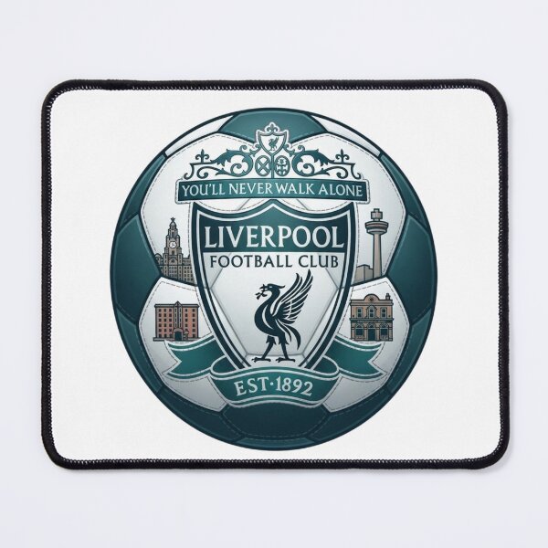 Item preview, Liverpool FC Crest and City Landmarks Inside Teal Soccer Ball Art designed and sold by annaarthk.