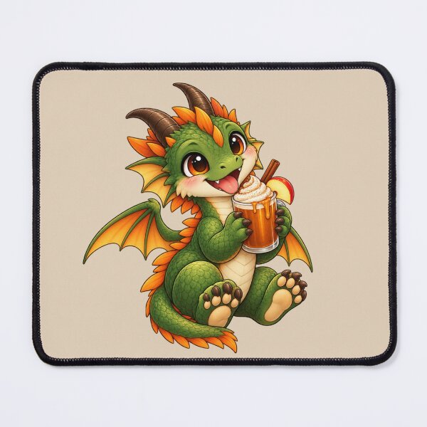 Item preview, Cute Autumn Dragon Drinking Apple Cider – Cozy Fantasy Harvest Dragon designed and sold by Hatchling Hollow.