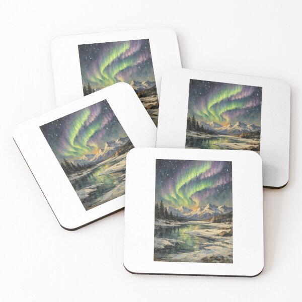 Item preview, Aurora Borealis Mountain Landscape Oil Painting Wall Art designed and sold by D Digital Art.