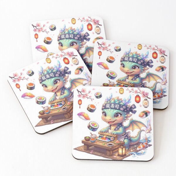 Item preview, Baby dragon preparing fantasy sushi designed and sold by kidoramagic.