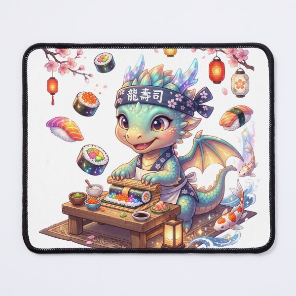 Item preview, Baby dragon preparing fantasy sushi designed and sold by kidoramagic.