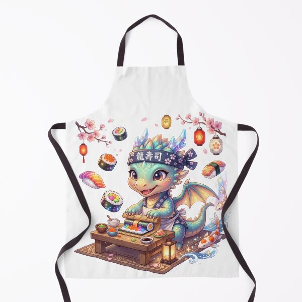 Item preview, Baby dragon preparing fantasy sushi designed and sold by kidoramagic.