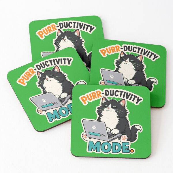 Item preview, Purr-Ductivity Mode – Cute Cat Working On Laptop Pun designed and sold by SVox.