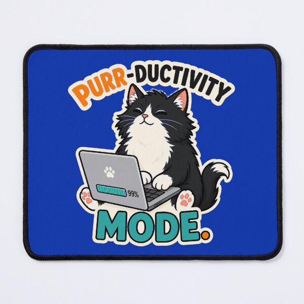 Item preview, Purr-Ductivity Mode – Cute Cat Working On Laptop Pun designed and sold by SVox.