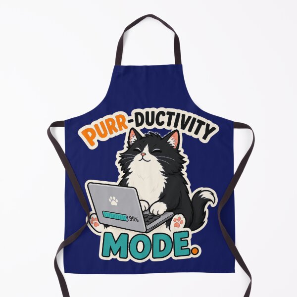 Item preview, Purr-Ductivity Mode – Cute Cat Working On Laptop Pun designed and sold by SVox.