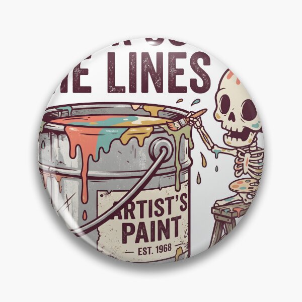 Item preview, Skeleton Artist Paint Can Stepladder Color Outside The Lines Retro designed and sold by MisteryDesigner.