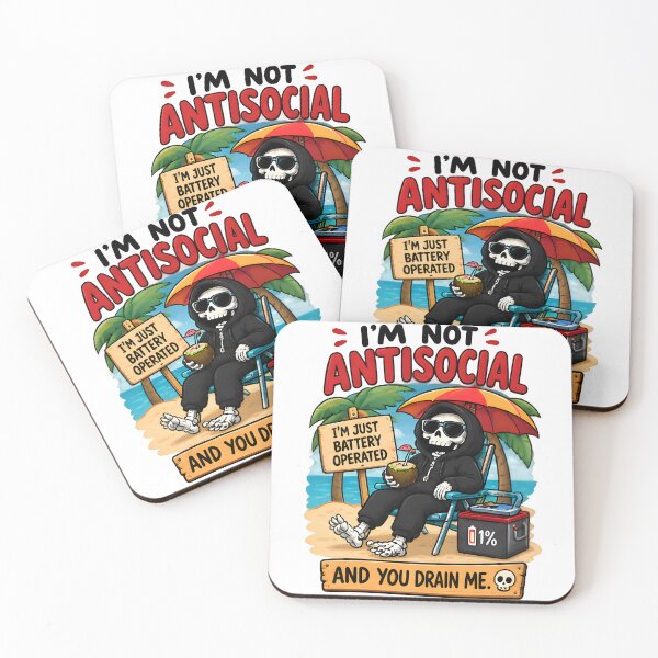 Item preview, I'm Not Antisocial, I'm Battery Operated designed and sold by Social Battery Co..