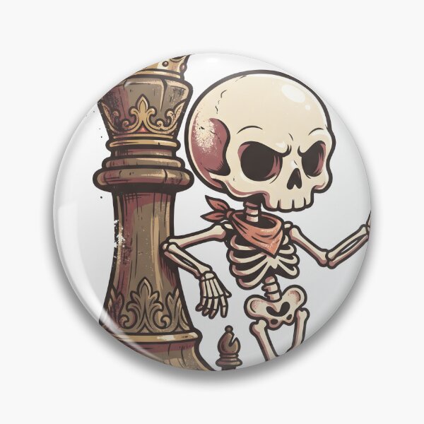 Item preview, Skeleton Leaning on Giant Chess King Piece Strategy Retro Comic designed and sold by MisteryDesigner.
