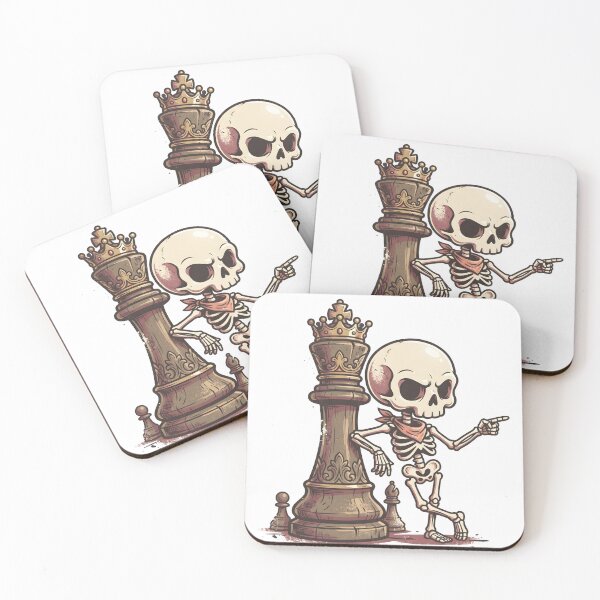 Item preview, Skeleton Leaning on Giant Chess King Piece Strategy Retro Comic designed and sold by MisteryDesigner.