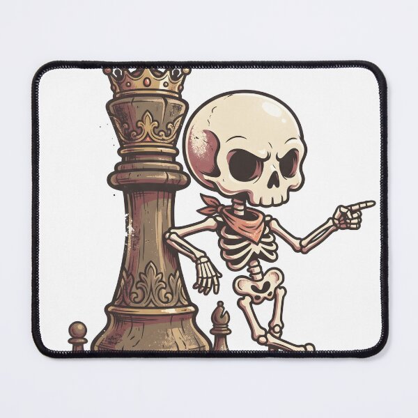 Item preview, Skeleton Leaning on Giant Chess King Piece Strategy Retro Comic designed and sold by MisteryDesigner.