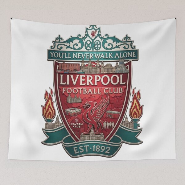 Item preview, Liverpool FC Crest Skyline and City Landmarks Emblem Art designed and sold by annaarthk.
