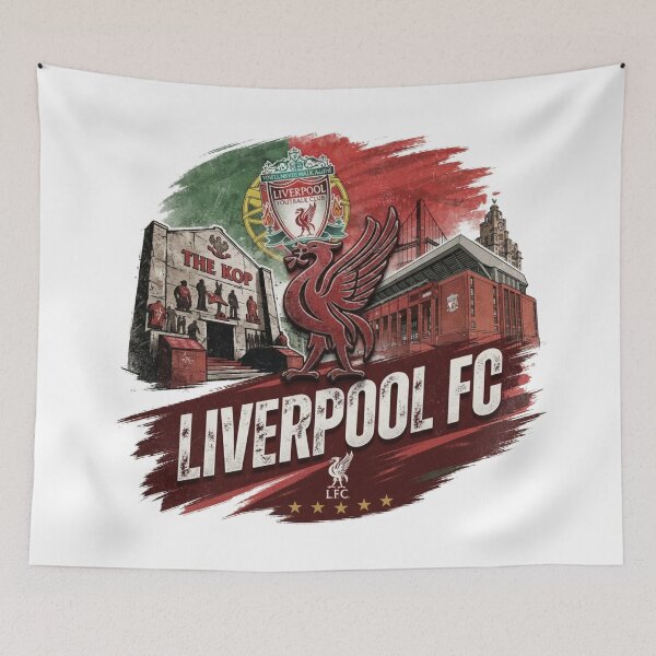 Item preview, Liverpool FC Crest and Anfield Stadium Vintage Collage Art designed and sold by annaarthk.