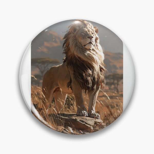 Item preview, SEO: Majestic Lion Oil Painting Print | African Savanna Wildlife Wall Art designed and sold by D Digital Art.