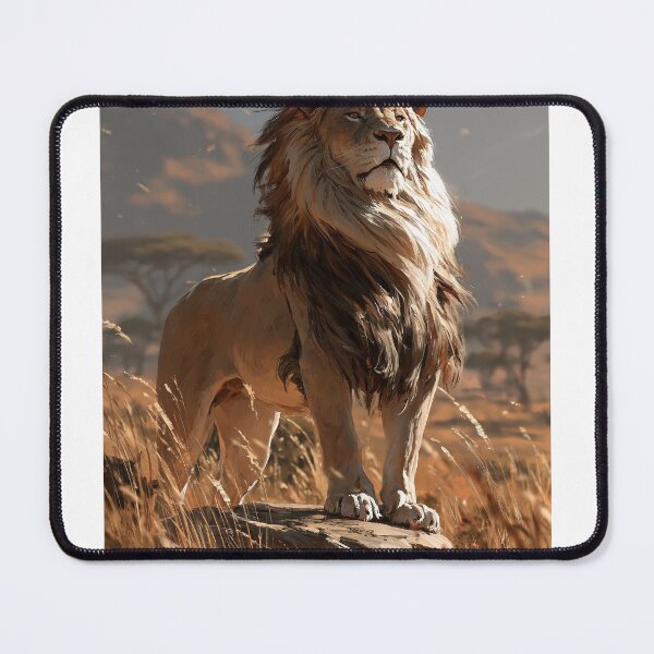 Item preview, SEO: Majestic Lion Oil Painting Print | African Savanna Wildlife Wall Art designed and sold by D Digital Art.