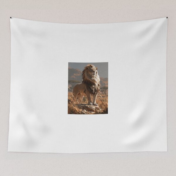 Item preview, SEO: Majestic Lion Oil Painting Print | African Savanna Wildlife Wall Art designed and sold by D Digital Art.