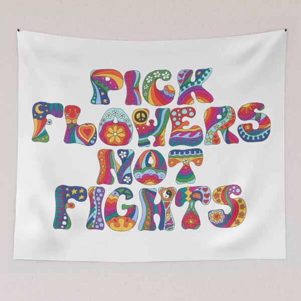 Item preview, Psychedelic Pick Flowers Art White– Retro Hippie Rainbow Groovy Peace Design designed and sold by Kellie Espie Art.