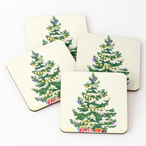Item preview, Christmas tree with toys and gifts under it in retro style. designed and sold by Zhanna LL.